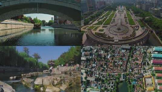 济南城市景点航拍高清在线视频素材下载