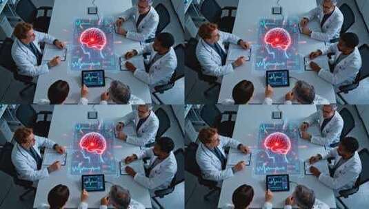 医生探讨虚拟大脑医学画面高清在线视频素材下载