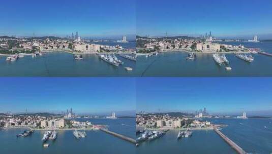 青岛中国人民解放军海军博物馆航拍高清在线视频素材下载