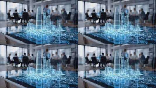 商务办公场景中科技城市模型高清在线视频素材下载