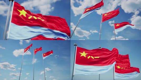 空军军旗八一军旗建军节高清在线视频素材下载