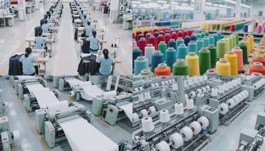 纺织服装工厂自动化生产车间高清在线视频素材下载