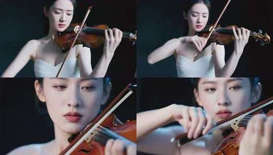 优雅女性小提琴演奏高清在线视频素材下载