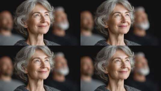 银发女性面带微笑眺望未来高清在线视频素材下载