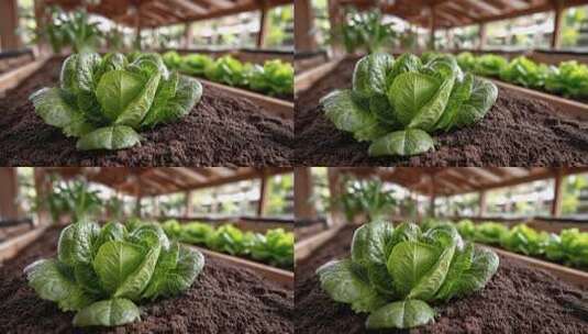 生机盎然的生菜在土壤中茁壮成长高清在线视频素材下载