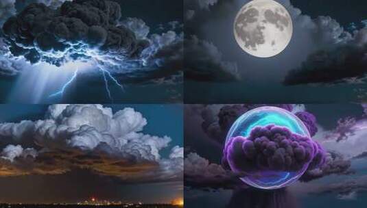 雷电交加的乌云天空高清在线视频素材下载