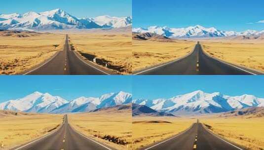 公路雪山自然风光全景高清在线视频素材下载