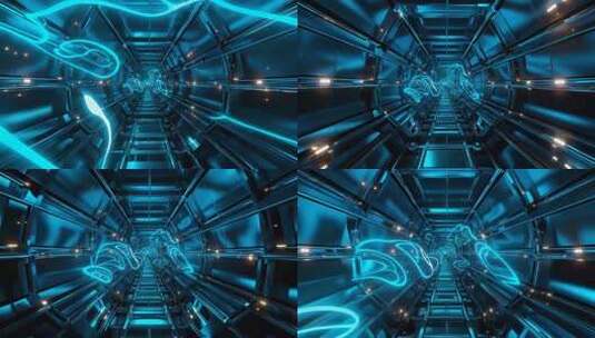 科技感蓝色隧道穿梭画面高清在线视频素材下载