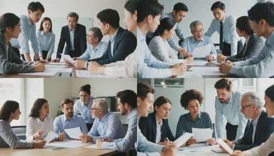 商务人士团队会议讨论场景高清在线视频素材下载