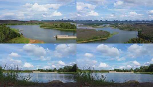 贵阳红枫湖湖泊自然风光航拍全景高清在线视频素材下载