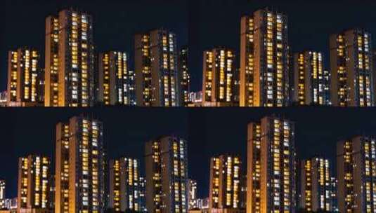 城市夜景居民楼灯光万家灯火高清在线视频素材下载