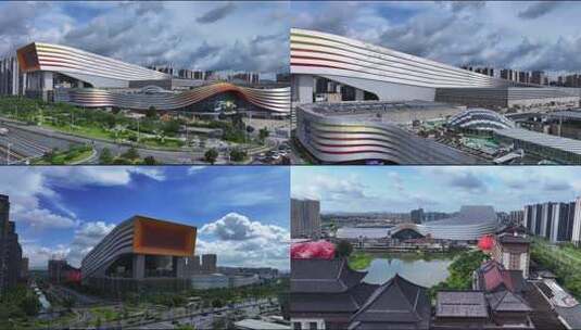 广州花都区融创茂CBD航拍高清在线视频素材下载