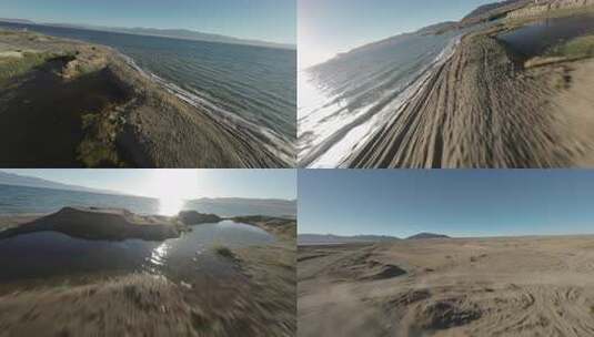 【4K50帧】青海小柴旦湖湿地荒漠FPV高清在线视频素材下载