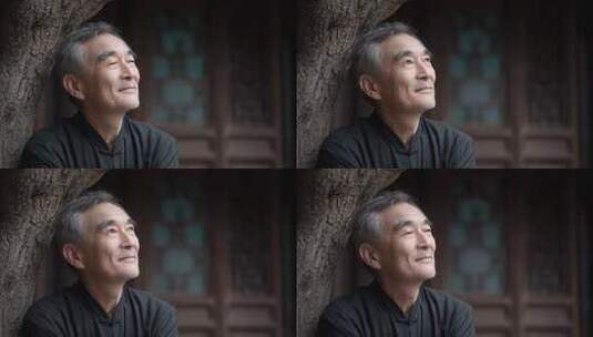 东方老人沉思眺望未来高清在线视频素材下载