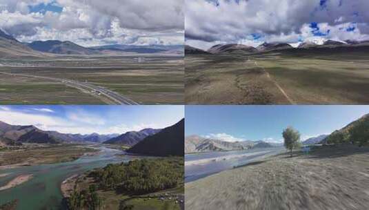 西藏拉萨念青唐古拉山航拍延时高清在线视频素材下载