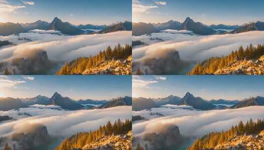 山脉云海森林自然风光高清在线视频素材下载