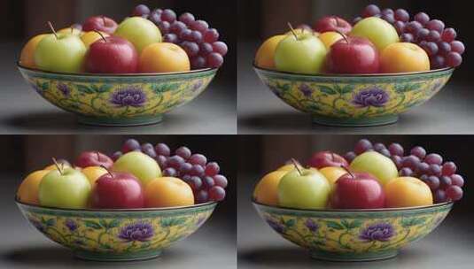 果盘中色彩鲜艳的水果静物展示高清在线视频素材下载