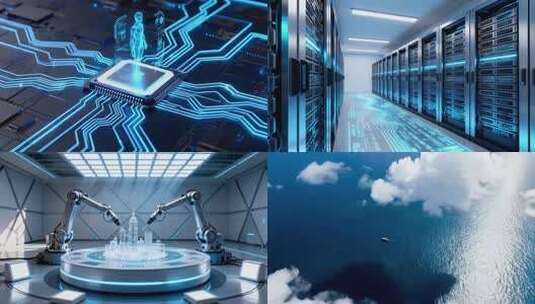 现代化服务器机房内部景象高清在线视频素材下载