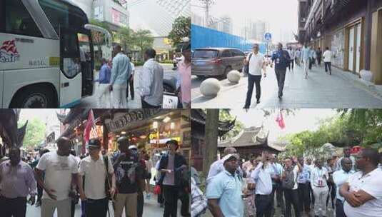 外国游客游中国上海 城隍庙街头外国游客高清在线视频素材下载