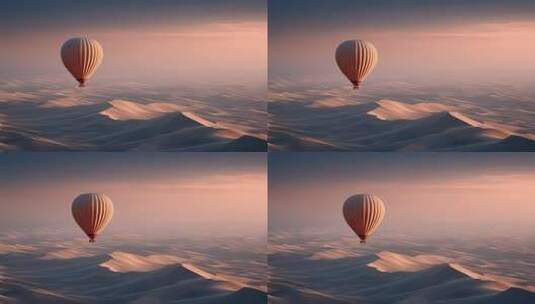 热气球飞跃壮阔沙漠的唯美旅程高清在线视频素材下载