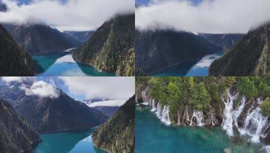 合集-四川阿坝九寨沟航拍高清在线视频素材下载