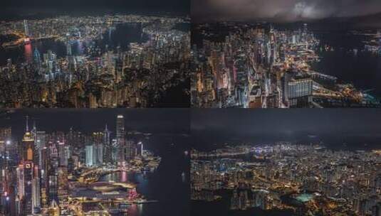 香港维多利亚港航拍夜景高清在线视频素材下载