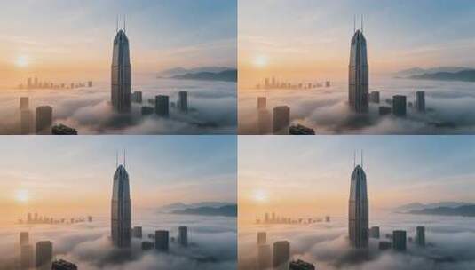 深圳平安金融中心云海景观高清在线视频素材下载