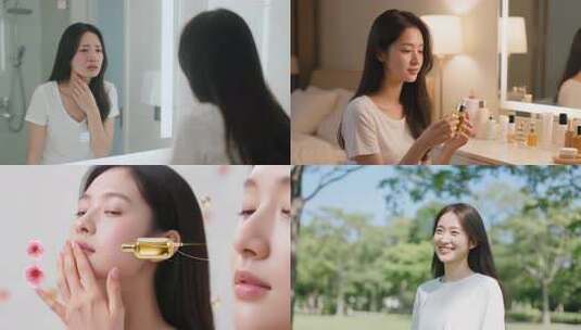 女性护肤品精华液使用前后对比短片高清在线视频素材下载