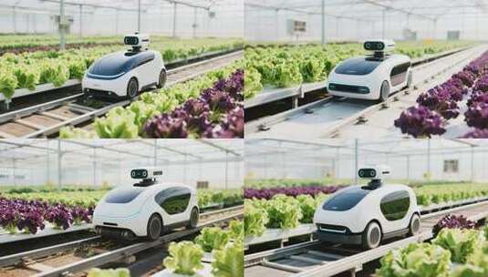 温室大棚内的农业机器人高清在线视频素材下载