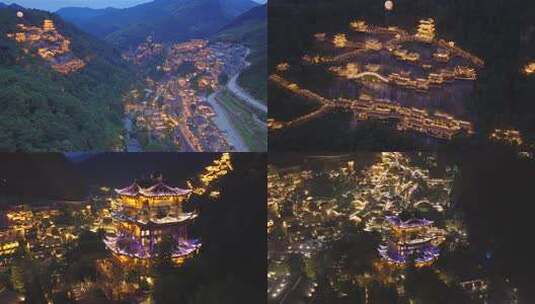 江西上饶望仙谷 古风建筑高清在线视频素材下载