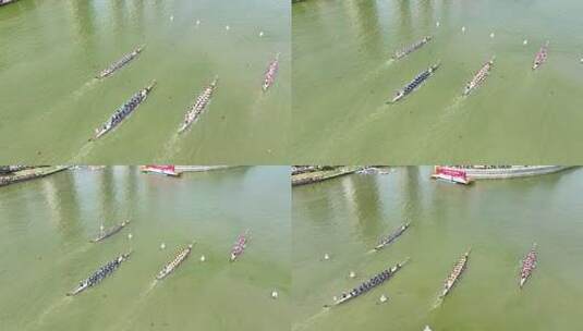 龙舟比赛航拍画面高清在线视频素材下载