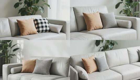 室内沙发及抱枕特写高清在线视频素材下载