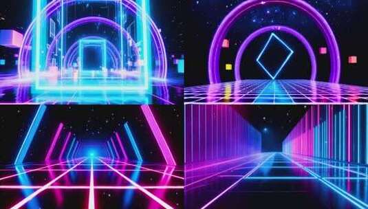 4k霓虹动感炫酷赛博朋克穿梭背景合集高清在线视频素材下载