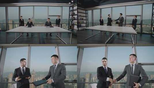 与外籍商人会议握手合作高清在线视频素材下载