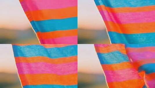 彩色条纹织物近景画面高清在线视频素材下载