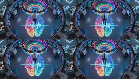 科技实验室人物与大脑光影展示高清在线视频素材下载