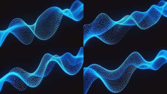 蓝色粒子波浪动感素材高清在线视频素材下载