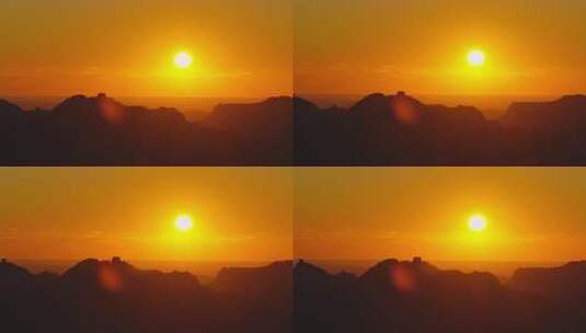 金色晨曦中的长城日出壮丽景色山峦夕阳全景高清在线视频素材下载