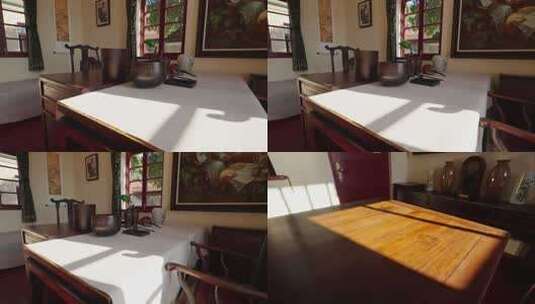 古色文人书桌光影高清在线视频素材下载