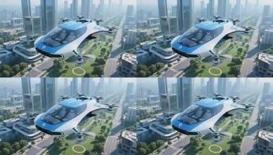 低空经济城市空中的士未来绿色低碳出行方式高清在线视频素材下载