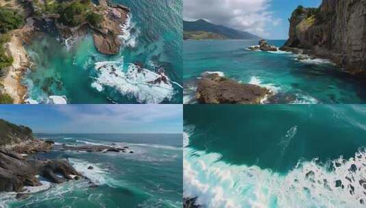海边悬崖与清澈海水景观高清在线视频素材下载