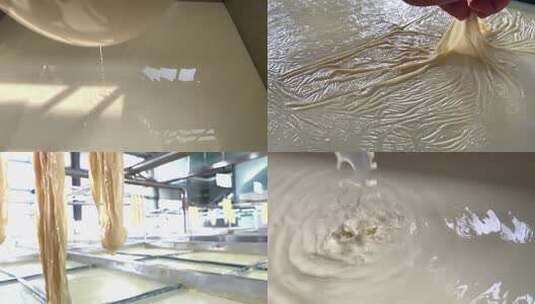 慢动作240帧腐竹豆制食品生产过程手工艺高清在线视频素材下载
