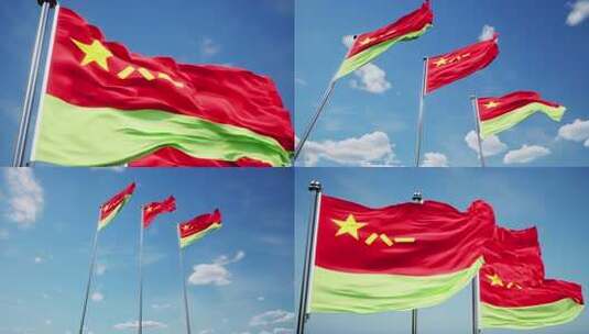 陆军军旗合集多角度展示高清在线视频素材下载