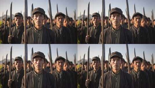 中国农民武装力量坚定守护家园高清在线视频素材下载