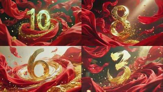 年会大气红色倒计时国庆倒计时春节倒计时高清在线视频素材下载