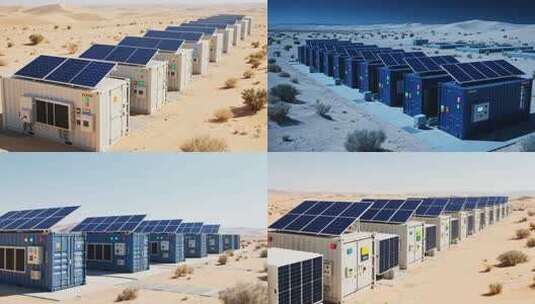 沙漠中的太阳能储能设备高清在线视频素材下载