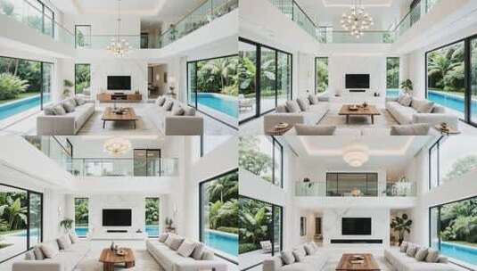 现代风格别墅客厅室内场景高清在线视频素材下载