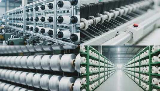 纺织业机械化自动生产流水线高清在线视频素材下载