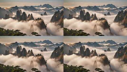 黄山云海壮美全景高清在线视频素材下载