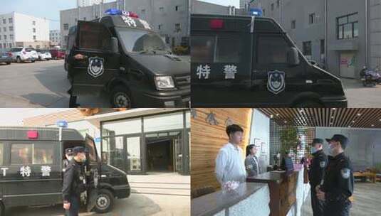 特警车辆停靠在建筑物旁高清在线视频素材下载